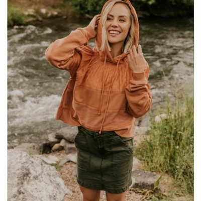 Free People Piper Pieced Crop Hoodie 