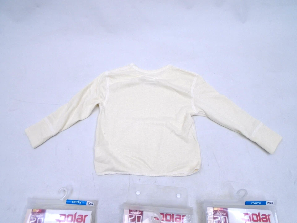 POLARMAX 2C61A XXSMALL YOUTH 100% POLYESTER IVORY DOUBLE BASE LAYER TOP SET (3) - Image 2 of 4