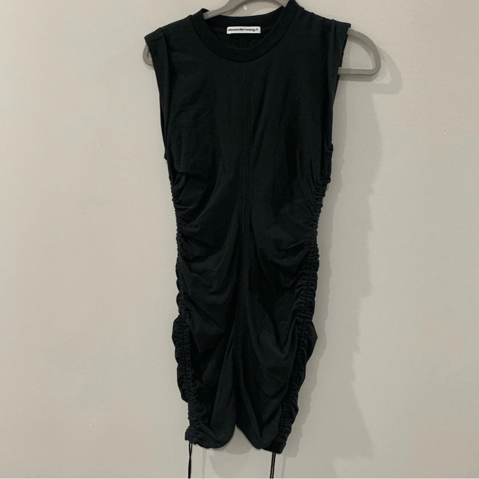 Abito T by Alexander Wang cravatta laterale cotone mini colore nero