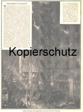 Feuerwehr "Lampes fahrbares Rettungsgerüst bei Großfeuer" Orig.Phototypie v.1907