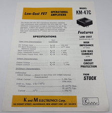 K and M Electronics Corp Operational Amplifiers Old Sales Brochure for Km-47C