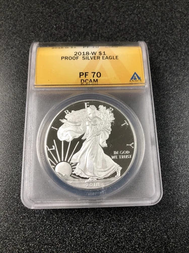 2018 W Proof American Silver Eagle Dollar PF 70 DCAM ANACS