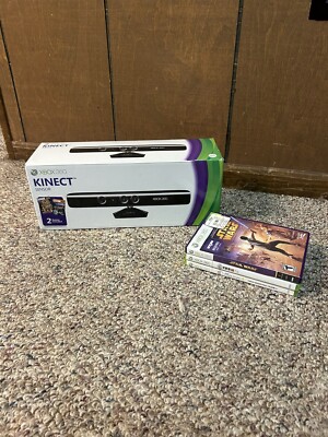 Xbox 360 Kinect Sensor In Box With 3 Games, Kinect