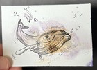 ACEO Original Art by C3 Design Goods - Blueberry dyed humpback whale/line work