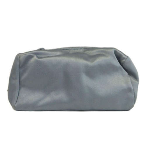 PRADA Cosmetic Pouch Small Items Pouch Satin Triangle Logo Plate Light Blue XZ G