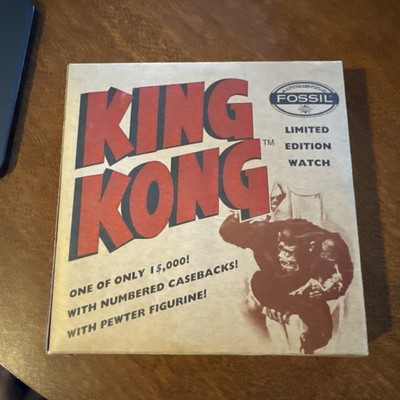 Fossil 1995 Limited Edition King Kong Watch in Tin With Pewter Figure and box