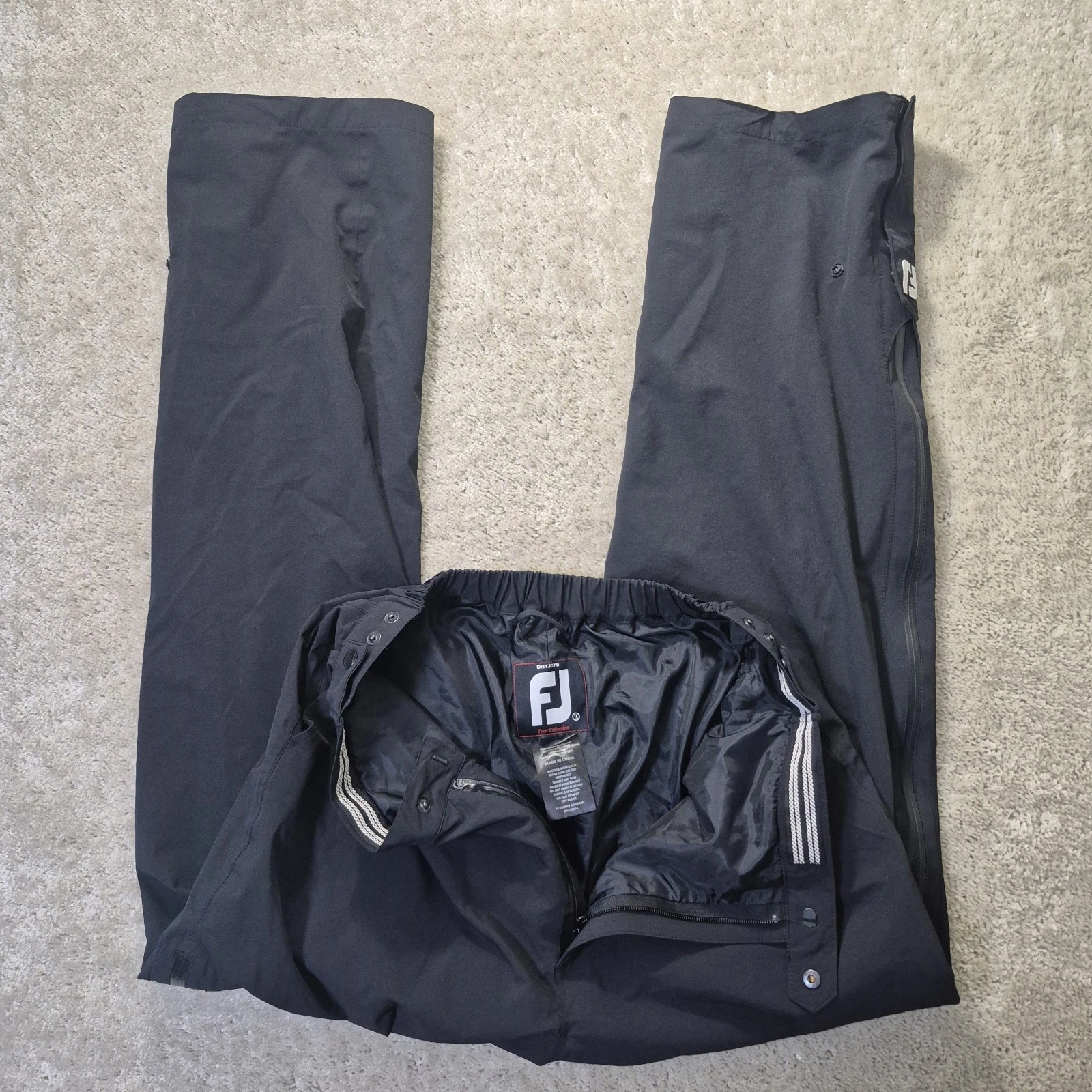 FJ DryJoys Tour Collection Rain Pants Mens Large Tall Black Waterproof Zipper
