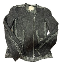 Rebecca Taylor Structured Tweed Blazer Black White Size 2
