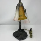 Vintage Tiffany Style Lily Pad Table Lamp 3 Arm Frosted Glass Tulip Shades