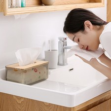 Paper Towel Dispenser Wood Tissue Box Cover Holder Countertops Bathroom Toi QXXD