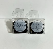 Lot of 2 Invisibobble Original Traceless Hair Ring Tie Coil Black 3pk 6 NEW