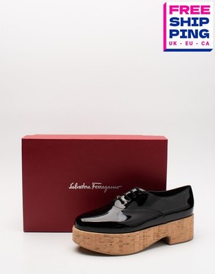 UVP595  SALVATORE FERRAGAMO Viviane Leder Oxford Schuhe US9 UK6,5 EU39,5 Lack