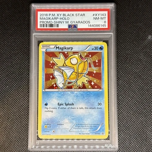 2016 POKEMON XY BLACK STAR PROMO SHINY MEGA GYARADOS #XY143 MAGIKARP-HOLO PSA 8