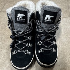 SOREL Out 'N About Kids Waterproof Faux Fur Lined Lace-Up Ankle Boots US 1