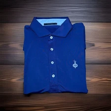 Greyson Golf Polo Ohoopee Match Club Mens Medium Performance Solid Navy RARE