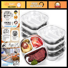 8 Pack Stainless Steel Kids Plates with Lids - Non-Toxic, Unbreakable Divided Tr