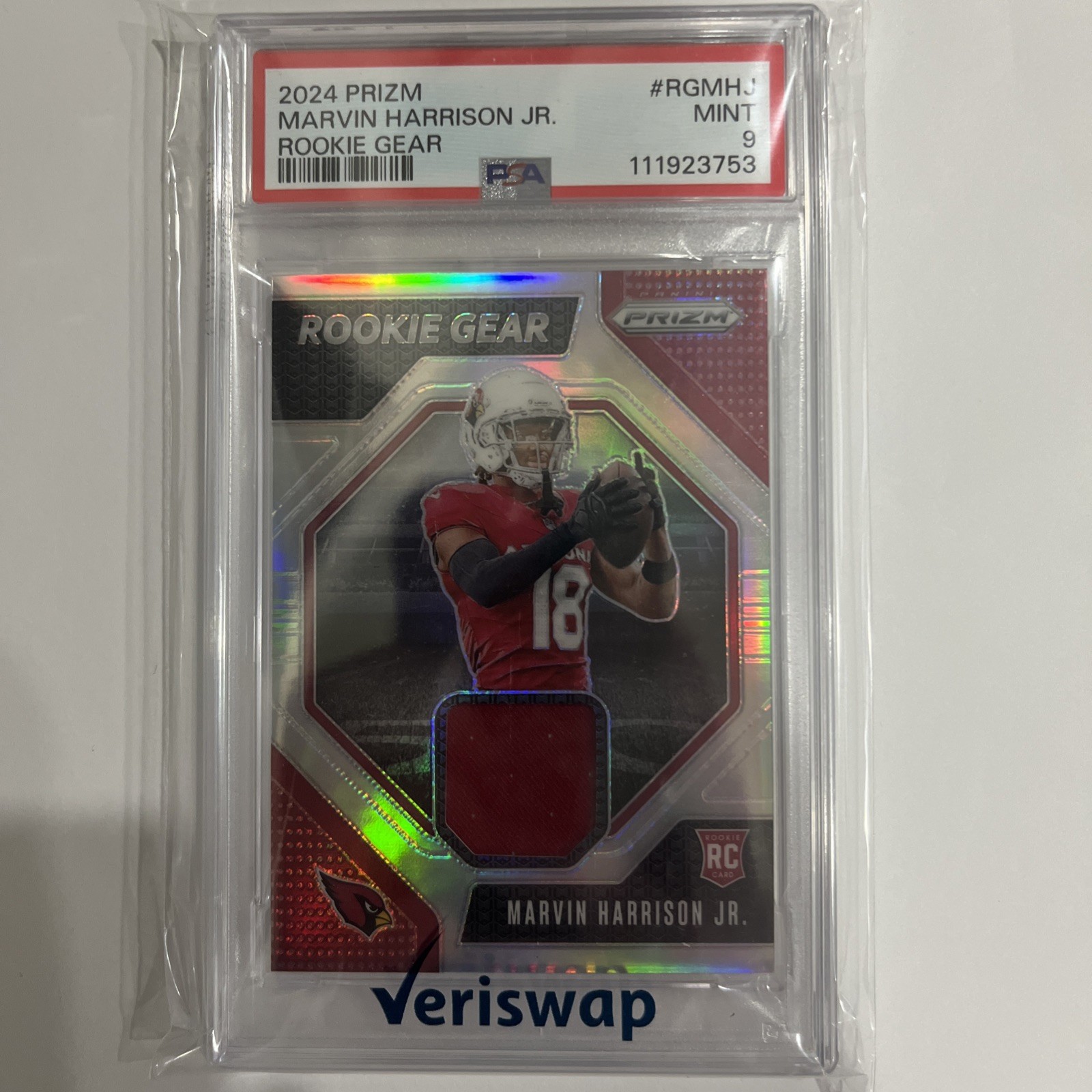 2024 Panini Prizm Rookie Gear Marvin Harrison Jr PSA 9 MINT Rookie Relic RC