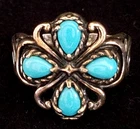 Vintage RELIOS CAROLYN POLLACK Southwestern Sterling Silver Turquoise Sz 10 Ring