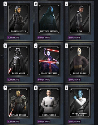 Star Wars Card Trader 2026 SR Opposing Forces - Black - Dark Side - 15 Card Set