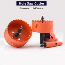 Bi-Metal Hole Saw 16mm-250mm HSS Drill Bit Arbor Pilot For Wood/Plaster/Plastic