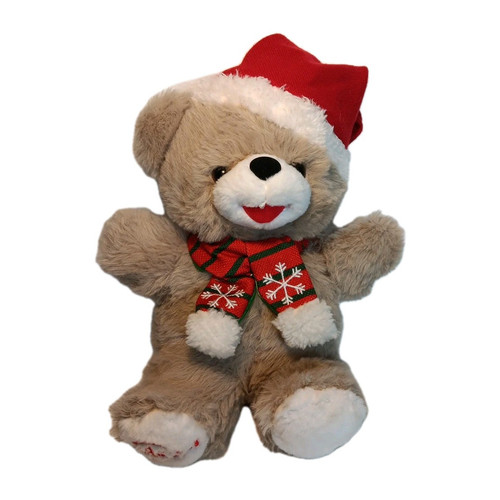 2024 Snowflake Teddy Bear Santa Hat Scarf Brown White Christmas Plush Stuffed