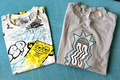 2x T-Shirt Spongebob Schwammkopf Gr. 176 Rick and Morty Gr. M NEU H&M