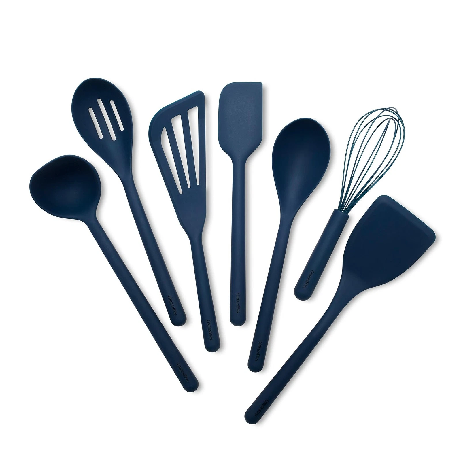 GreenPan Silicone 7 Piece Cooking Utensil Set, Ladle, Turners, Spatula, Spoon...