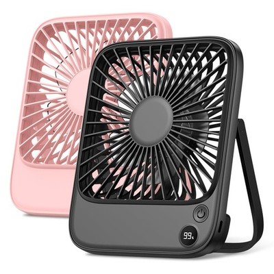 TOPK 2 Pack 5000mAh Portable Desk Fan, Ultra-Thin Rechargeable Battery Operat...