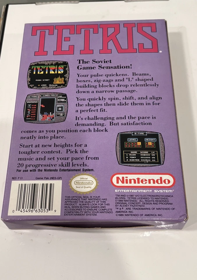 Tetris (Nintendo Entertainment System, 1989) w/ Original Box, sleeve, booklet - Image 2 of 4