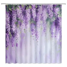 Purple Floral Shower Curtain Watercolor Spring Lavender Flower Weeping