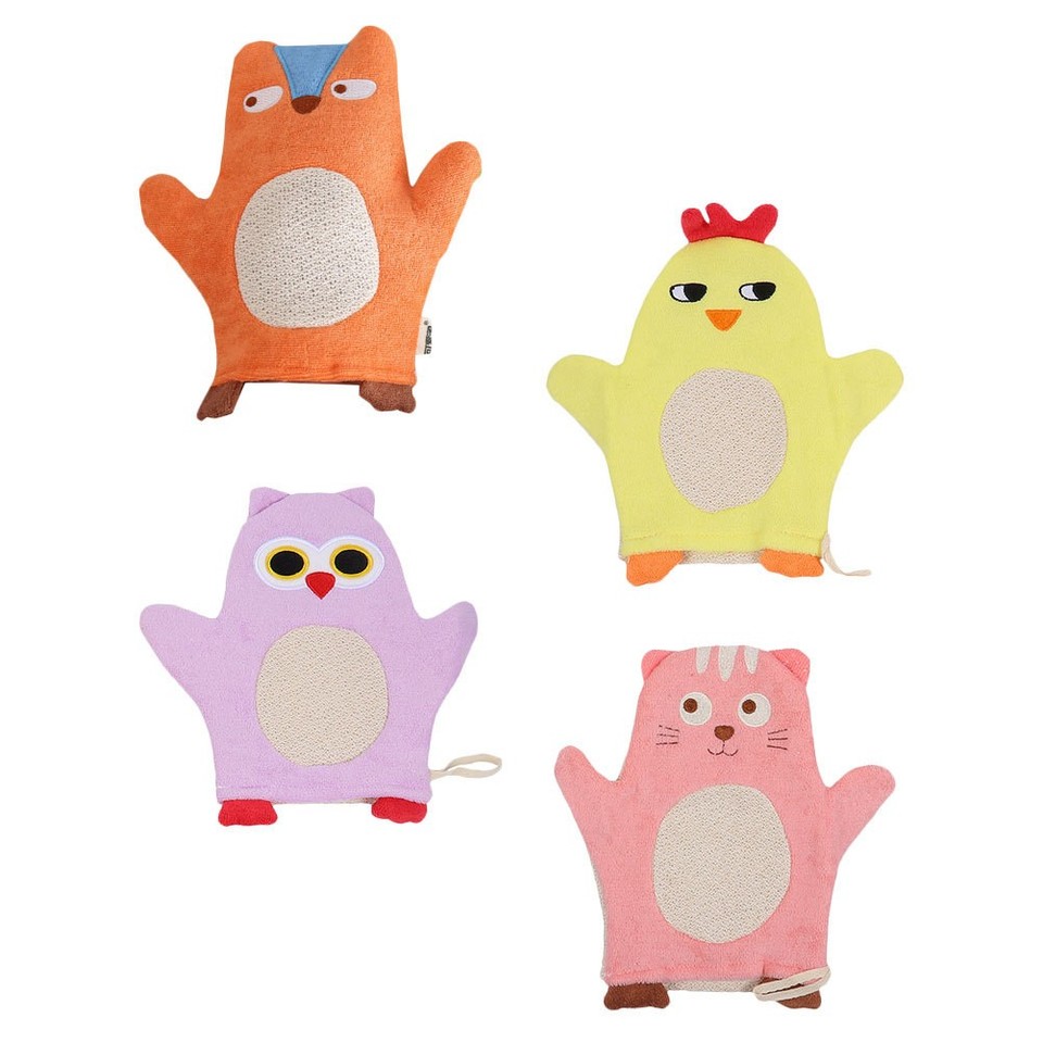 4 Pcs Soft Bath Gloves for Kids Practical Cartoon Hand Towel Body Clean ...