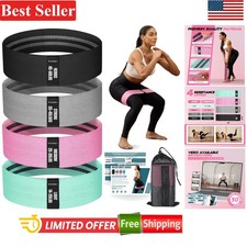 Resistance Bands Set with Guide: 5 Fabric Workout Bands for All Levels