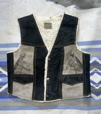 Kids Size 6 Handmade Western Horse Leather/Sherpa Vintage Styled Vest