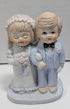 Vintage Bride Groom Wedding Cake Topper Bisque Porcelain - So Cute