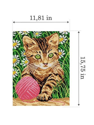 Orchidea Needlepoint canvas for halfstitch without yarn Little Cat in a Grass... - Afbeelding 2 van 3