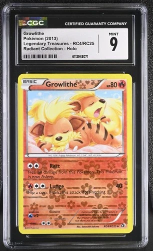 CGC 9 - Growlithe #RC4 Pokemon Legendary Treasures