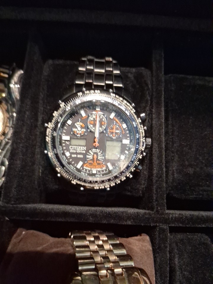 CITIZEN PILOTS ECO CONTROL U600-S053030 WATCH SKYHAWK BLACK RADIO DRIVE EAGLE  - vintagewatches.pk