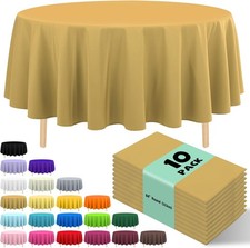 10 Pack Premium Disposable Plastic Tablecloth 84" Round Table Cover for