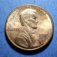1989 Lincoln Cent Lamination Peel Error BU