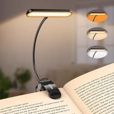 LED Book Light Rechargeable Clip On Reading Lamp USB C 3 Color Dimmable