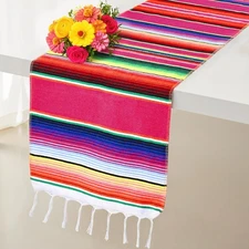 4PCS Mexican Table Runners 14 x 84 Inches Fiesta Serape Runners for Tables Ca...