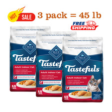 3 Pack, Blue Buffalo Tastefuls Adult Indoor Cat Dry Food - Natural, Salmon, 15lb 2.19 per pound