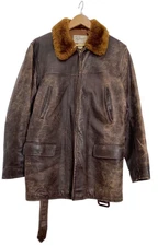HERCULES Sears Vintage Leather Jacket Brown Zip Blouson Mens Length 31.5in