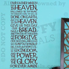 THE LORD'S PRAYER BIBLE KING JAMES MATTHEW Quote Vinyl Wall Decal Decor Sticker