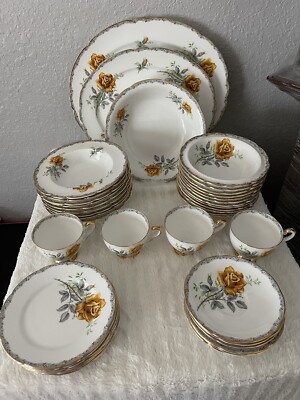 Royal Stafford ROSES TO REMEMBER 42 Piece Set Platters,Cups