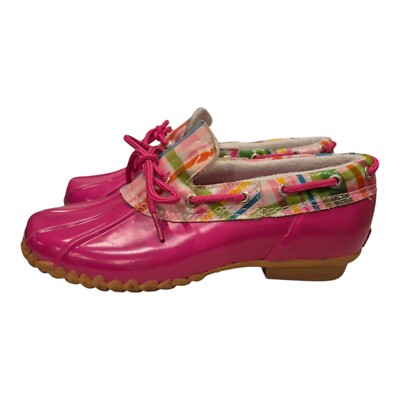 Sperry Top Sider Duckie Pink Plaid Rubber Duck Ankle Rainboots