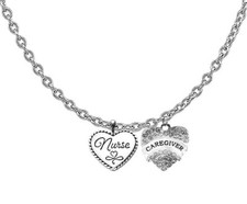 Nurse, Caregiver Gift, Nurse Inscribed In Cable Edge Heart,Caregiver Necklace