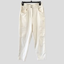H M Ivory High Waist Cotton Pants US6