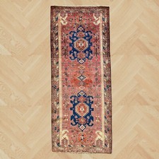 VINTAGE KAZAK RUNNER HAND MADE HALLWAY CAUCASIAN WOOL RUG CARPET 10'6" X 4'4"