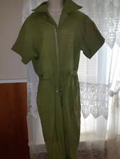 VINTAGE girls green jumpsuit 6 POCKET W/ BELT LARGE